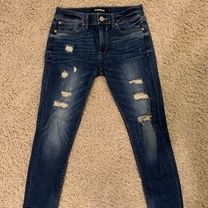 Express Distressed Skinny Jeans